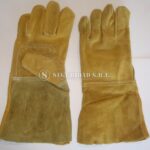 Guante de cuero amarillo puño largo reforzado | SEGURIDAD | Guantes