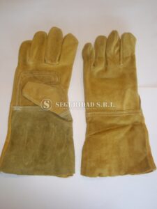 Guante de cuero amarillo puño largo reforzado