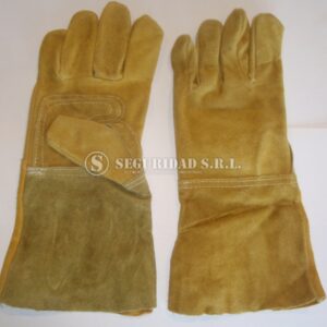 Guante de cuero amarillo puño largo reforzado